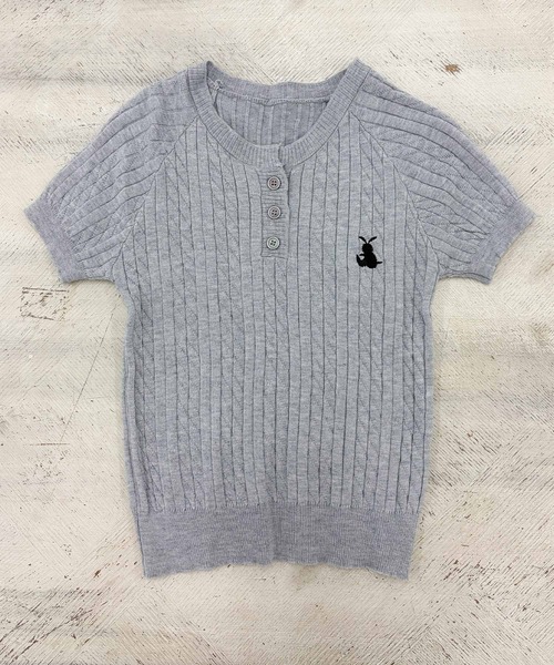frunco(フランコ)の「【ZOZOTOWN限定】ワンポイント刺繍ヘンリーネック半袖ニット(ニット/セーター・レディース・ホワイト/グレー・FREE)」の16枚目の写真