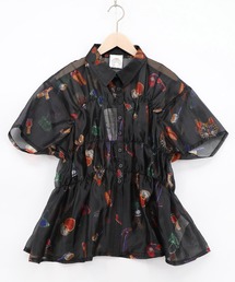 ScoLar | 161662:おしゃれネコちゃん柄シアーシャツ(シャツ/ブラウス)