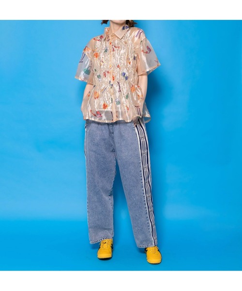 ScoLar(スカラー)の「161662:おしゃれネコちゃん柄シアーシャツ(シャツ/ブラウス・レディース・アイボリー/ブラック・M)」の20枚目の写真