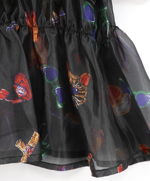 ScoLar(スカラー)の「161662:おしゃれネコちゃん柄シアーシャツ(シャツ/ブラウス・レディース・アイボリー/ブラック・M)」の4枚目の写真