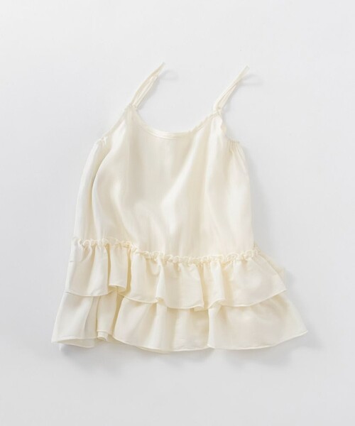 BRANSHES(ブランシェス)の「フリルキャミソール(タンクトップ・キッズ・アイボリー/ブラック・M/S/L/XL)」の1枚目の写真
