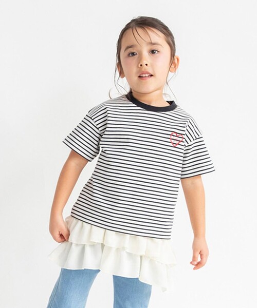 BRANSHES(ブランシェス)の「フリルキャミソール(タンクトップ・キッズ・アイボリー/ブラック・M/S/L/XL)」の3枚目の写真