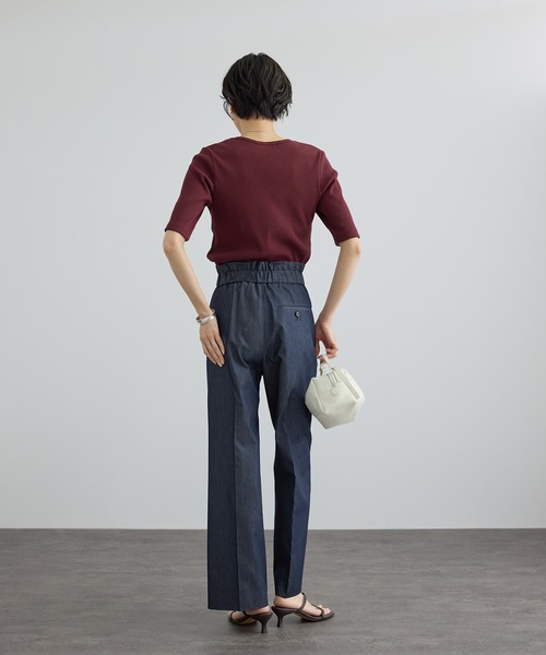 SALON adam et rope'(サロン アダム エ ロペ)の「コットンライクスタイルアップパンツ 2(その他パンツ・レディース・ベージュ/ブラック/ネイビー・X-SMALL/S/M)」の15枚目の写真