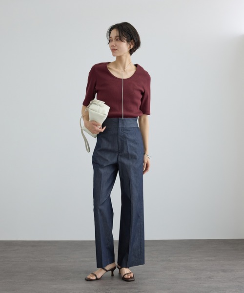 SALON adam et rope'(サロン アダム エ ロペ)の「コットンライクスタイルアップパンツ 2(その他パンツ・レディース・ベージュ/ブラック/ネイビー・X-SMALL/S/M)」の16枚目の写真