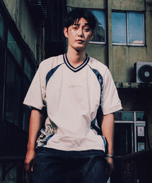 Glosy Nylon V Neck Short Sleeve White