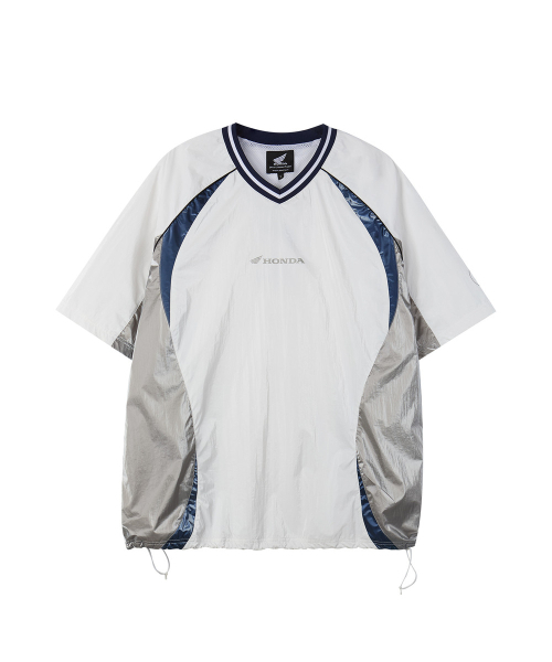 PHYPS MOTORCYCLE（フィップスモーターサイクル）の「Glosy Nylon V Neck Short Sleeve White（Tシャツ/カットソー・レディース・その他・SMALL/MEDIUM/LARGE/X-LARGE）」の2枚目の写真