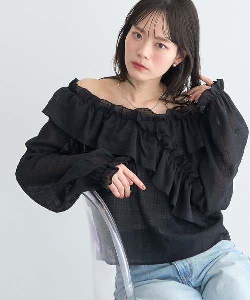 ワイズ チェックブラウス 長袖 2 ブラック エクリュ /DF ■OS ワイズ チェックブラウス 長袖 2 ブラック エクリュ /DF □OS 【公式通販】