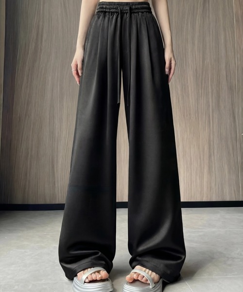 yuue' ( wear )(ユーイ)の「サテンワイドイージーパンツ(その他パンツ・レディース・アイボリー/ブラック・M/L)」の2枚目の写真
