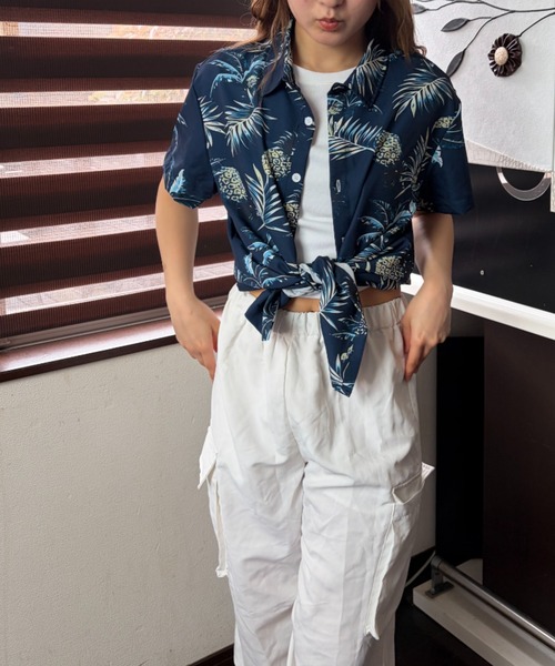 Loco Ocean(ロコオーシャン)の「トロピカル パイナップル 総柄 アロハシャツ / オープンカラーシャツ(シャツ/ブラウス・レディース・ピンク/ネイビー・FREE)」の13枚目の写真