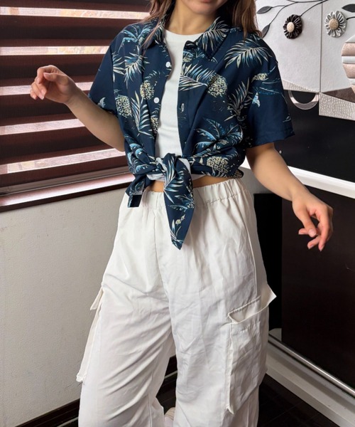 Loco Ocean(ロコオーシャン)の「トロピカル パイナップル 総柄 アロハシャツ / オープンカラーシャツ(シャツ/ブラウス・レディース・ピンク/ネイビー・FREE)」の14枚目の写真