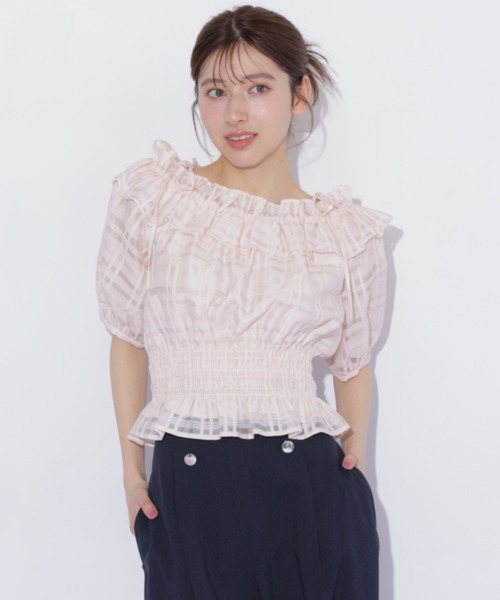 JILL by JILL STUART(ジルバイジルスチュアート)の「フリルギャザーチェックブラウス(シャツ/ブラウス・レディース・ピンク/ホワイト/イエロー・FREE)」の3枚目の写真