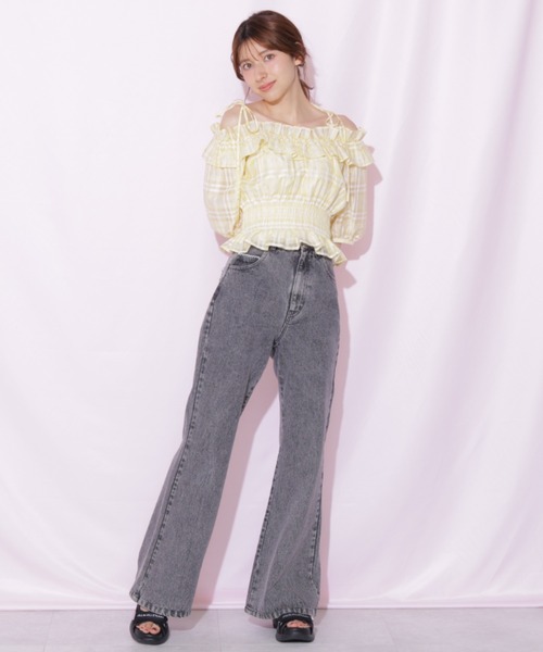 JILL by JILL STUART(ジルバイジルスチュアート)の「フリルギャザーチェックブラウス(シャツ/ブラウス・レディース・ピンク/ホワイト/イエロー・FREE)」の9枚目の写真