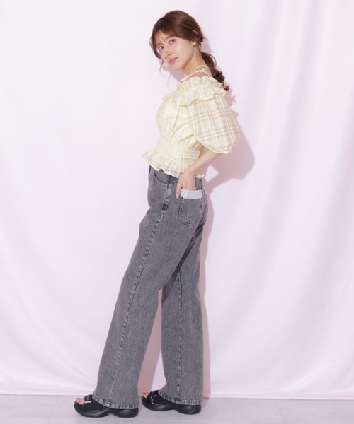 JILL by JILL STUART(ジルバイジルスチュアート)の「フリルギャザーチェックブラウス(シャツ/ブラウス・レディース・ピンク/ホワイト/イエロー・FREE)」の12枚目の写真