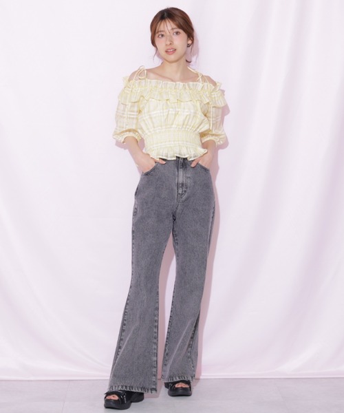 JILL by JILL STUART(ジルバイジルスチュアート)の「フリルギャザーチェックブラウス(シャツ/ブラウス・レディース・ピンク/ホワイト/イエロー・FREE)」の10枚目の写真