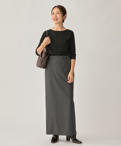 VERMEIL par iena（ヴェルメイユパーイエナ）の「《追加》Ballet neck RIB プルオーバー（Tシャツ/カットソー・レディース・ブラック/ホワイト・FREE）」の9枚目の写真