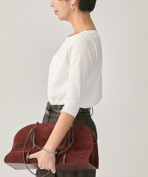 VERMEIL par iena（ヴェルメイユパーイエナ）の「《追加》Ballet neck RIB プルオーバー（Tシャツ/カットソー・レディース・ブラック/ホワイト・FREE）」の14枚目の写真