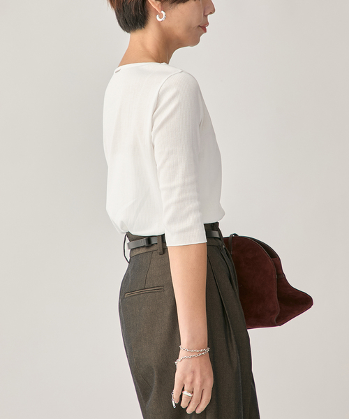VERMEIL par iena（ヴェルメイユパーイエナ）の「《追加》Ballet neck RIB プルオーバー（Tシャツ/カットソー・レディース・ブラック/ホワイト・FREE）」の16枚目の写真