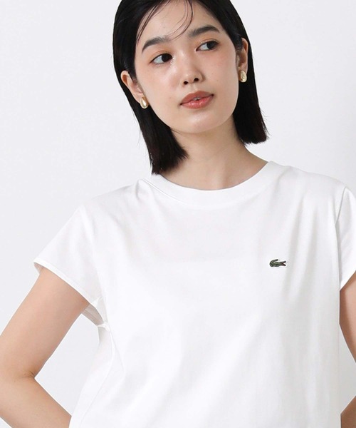 LACOSTE(ラコステ)の「ラコステフレンチスリーブカットソー(Tシャツ/カットソー・レディース・ブラック/オフホワイト・FREE)」の1枚目の写真