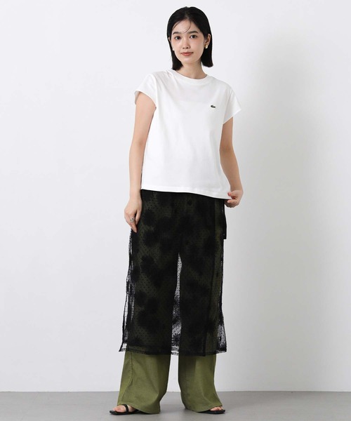 LACOSTE(ラコステ)の「ラコステフレンチスリーブカットソー(Tシャツ/カットソー・レディース・ブラック/オフホワイト・FREE)」の3枚目の写真