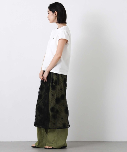 LACOSTE(ラコステ)の「ラコステフレンチスリーブカットソー(Tシャツ/カットソー・レディース・ブラック/オフホワイト・FREE)」の4枚目の写真