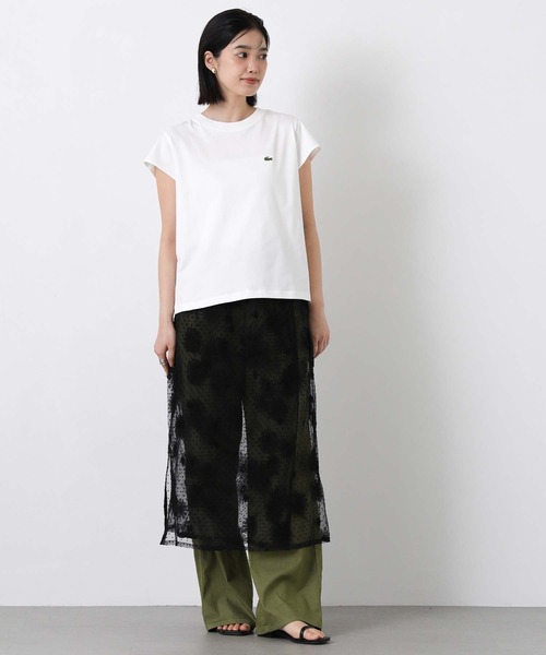 LACOSTE(ラコステ)の「ラコステフレンチスリーブカットソー(Tシャツ/カットソー・レディース・ブラック/オフホワイト・FREE)」の6枚目の写真