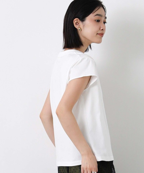 LACOSTE(ラコステ)の「ラコステフレンチスリーブカットソー(Tシャツ/カットソー・レディース・ブラック/オフホワイト・FREE)」の8枚目の写真