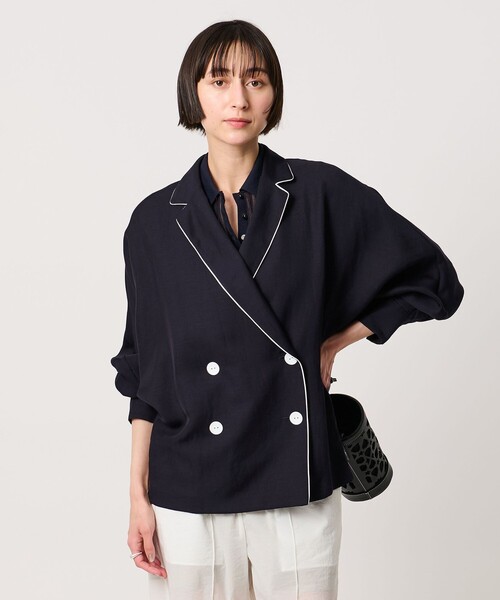 UNITED ARROWS(ユナイテッドアローズ)の「パイピング ドルマン ブラウス ジャケット ‐ウォッシャブル‐(テーラードジャケット・レディース・オフホワイト/ブラック/ネイビー・FREE)」の17枚目の写真
