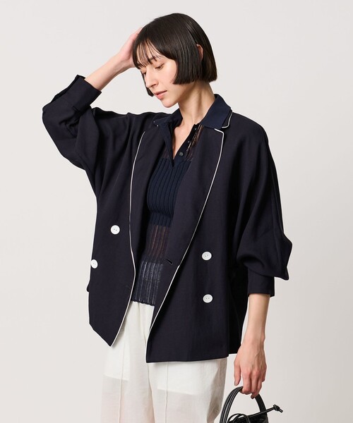 UNITED ARROWS(ユナイテッドアローズ)の「パイピング ドルマン ブラウス ジャケット ‐ウォッシャブル‐(テーラードジャケット・レディース・オフホワイト/ブラック/ネイビー・FREE)」の18枚目の写真