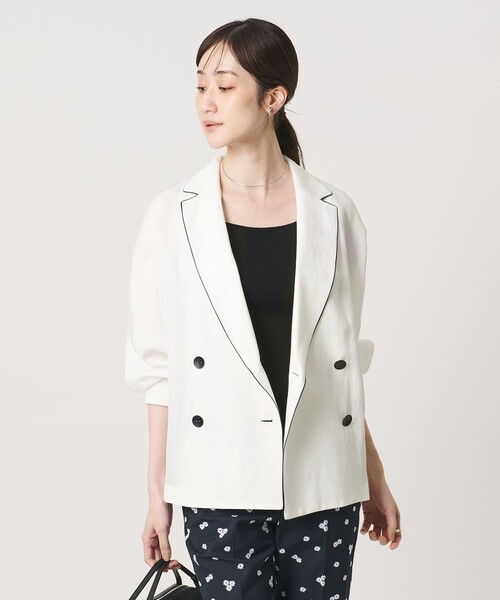 UNITED ARROWS(ユナイテッドアローズ)の「パイピング ドルマン ブラウス ジャケット ‐ウォッシャブル‐(テーラードジャケット・レディース・オフホワイト/ブラック/ネイビー・FREE)」の21枚目の写真