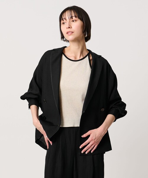 UNITED ARROWS(ユナイテッドアローズ)の「パイピング ドルマン ブラウス ジャケット ‐ウォッシャブル‐(テーラードジャケット・レディース・オフホワイト/ブラック/ネイビー・FREE)」の5枚目の写真
