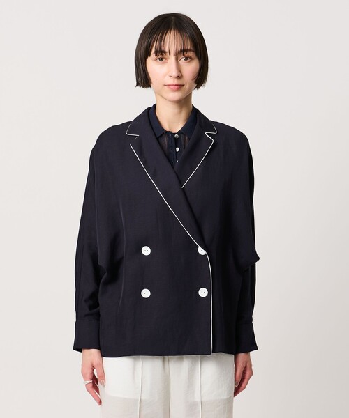 UNITED ARROWS(ユナイテッドアローズ)の「パイピング ドルマン ブラウス ジャケット ‐ウォッシャブル‐(テーラードジャケット・レディース・オフホワイト/ブラック/ネイビー・FREE)」の9枚目の写真