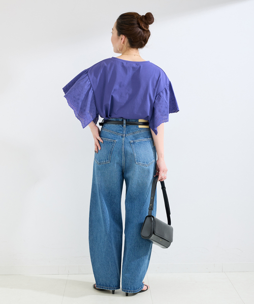 B.C STOCK(ベーセーストック)の「ウォッシャブル / add Function レーススリーブ天竺プルオーバー(Tシャツ/カットソー・レディース・ホワイト/ブラウン/ブルー系その他・FREE)」の5枚目の写真