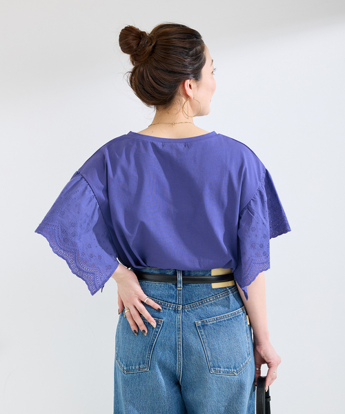 B.C STOCK(ベーセーストック)の「ウォッシャブル / add Function レーススリーブ天竺プルオーバー(Tシャツ/カットソー・レディース・ホワイト/ブラウン/ブルー系その他・FREE)」の8枚目の写真