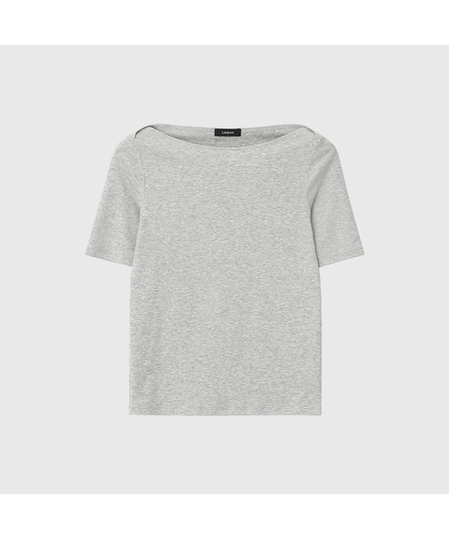 LOOKAST(ルックキャスト)の「レアボートネックスリムTシャツ_メランジグレー / LEA BOAT NECK SLIM T-SHIRT_MELANGE GREY(Tシャツ/カットソー・レディース・ライトグレー・SMALL/MEDIUM)」の1枚目の写真