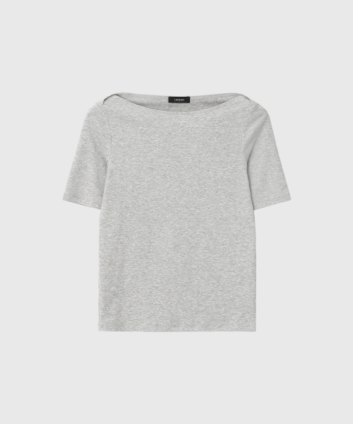 LOOKAST(ルックキャスト)の「レアボートネックスリムTシャツ_メランジグレー / LEA BOAT NECK SLIM T-SHIRT_MELANGE GREY(Tシャツ/カットソー・レディース・ライトグレー・SMALL/MEDIUM)」の4枚目の写真