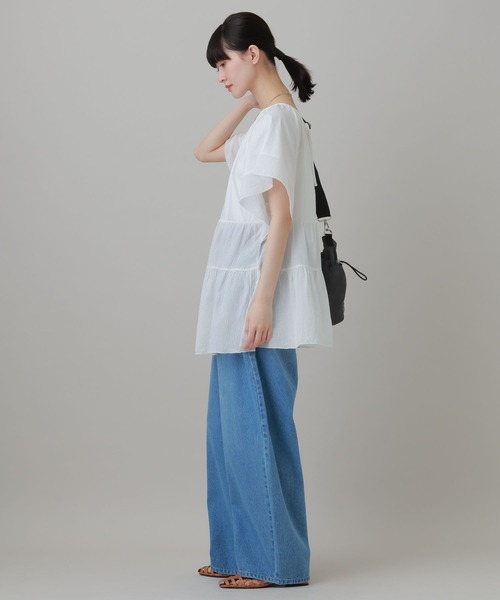 LAKOLE(ラコレ)の「布帛切替ティアードチュニック / 694168(Tシャツ/カットソー・レディース・オレンジ/ブラック/オフホワイト・FREE)」の5枚目の写真