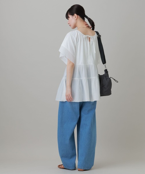 LAKOLE(ラコレ)の「布帛切替ティアードチュニック / 694168(Tシャツ/カットソー・レディース・オレンジ/ブラック/オフホワイト・FREE)」の6枚目の写真