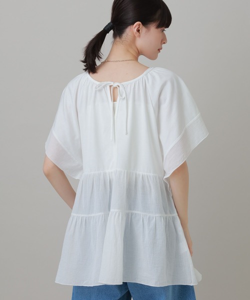 LAKOLE(ラコレ)の「布帛切替ティアードチュニック / 694168(Tシャツ/カットソー・レディース・オレンジ/ブラック/オフホワイト・FREE)」の9枚目の写真
