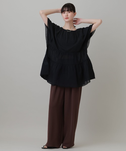LAKOLE(ラコレ)の「布帛切替ティアードチュニック / 694168(Tシャツ/カットソー・レディース・オレンジ/ブラック/オフホワイト・FREE)」の10枚目の写真