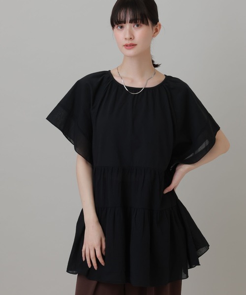 LAKOLE(ラコレ)の「布帛切替ティアードチュニック / 694168(Tシャツ/カットソー・レディース・オレンジ/ブラック/オフホワイト・FREE)」の13枚目の写真