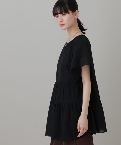 LAKOLE(ラコレ)の「布帛切替ティアードチュニック / 694168(Tシャツ/カットソー・レディース・オレンジ/ブラック/オフホワイト・FREE)」の14枚目の写真