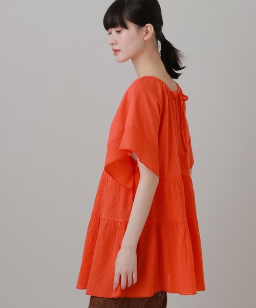 LAKOLE(ラコレ)の「布帛切替ティアードチュニック / 694168(Tシャツ/カットソー・レディース・オレンジ/ブラック/オフホワイト・FREE)」の19枚目の写真