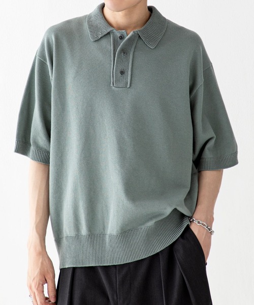 BAYFLOW(ベイフロー)の「【EF(エフ)】ニットポロシャツ(MEN)(ポロシャツ・メンズ・ブラック/クリアグリーン・LARGE/MEDIUM)」の2枚目の写真