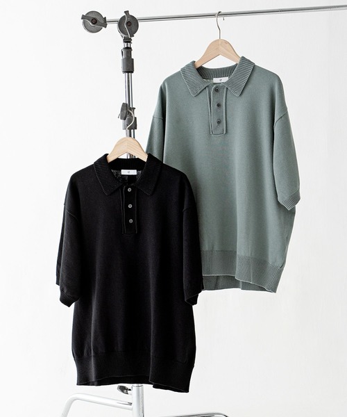 BAYFLOW(ベイフロー)の「【EF(エフ)】ニットポロシャツ(MEN)(ポロシャツ・メンズ・ブラック/クリアグリーン・LARGE/MEDIUM)」の3枚目の写真