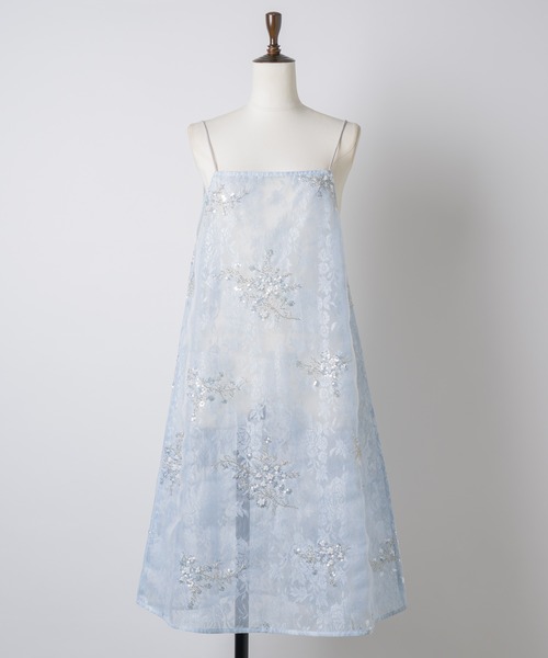 yae(ヤエ)の「Flower spangle layered dress / フラワースパンコールレイヤードドレス(ワンピース・レディース・ライトブルー・FREE)」の10枚目の写真