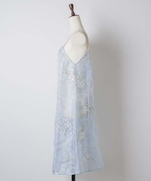 yae(ヤエ)の「Flower spangle layered dress / フラワースパンコールレイヤードドレス(ワンピース・レディース・ライトブルー・FREE)」の11枚目の写真