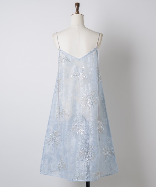 yae(ヤエ)の「Flower spangle layered dress / フラワースパンコールレイヤードドレス(ワンピース・レディース・ライトブルー・FREE)」の12枚目の写真
