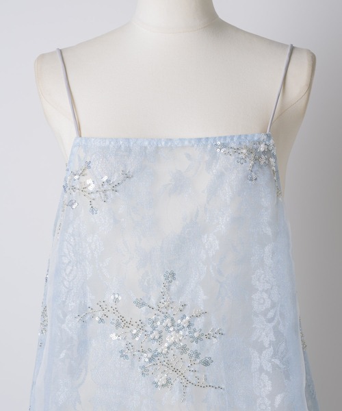 yae(ヤエ)の「Flower spangle layered dress / フラワースパンコールレイヤードドレス(ワンピース・レディース・ライトブルー・FREE)」の13枚目の写真