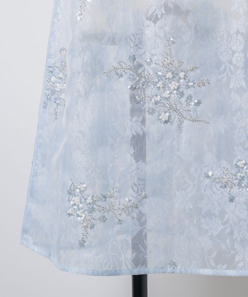 yae(ヤエ)の「Flower spangle layered dress / フラワースパンコールレイヤードドレス(ワンピース・レディース・ライトブルー・FREE)」の6枚目の写真