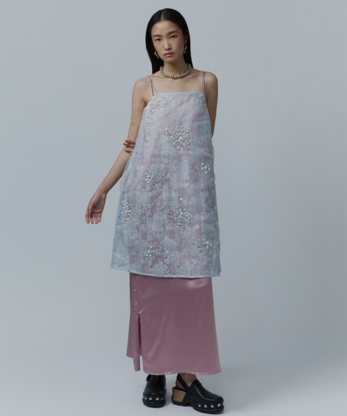 yae(ヤエ)の「Flower spangle layered dress / フラワースパンコールレイヤードドレス(ワンピース・レディース・ライトブルー・FREE)」の17枚目の写真